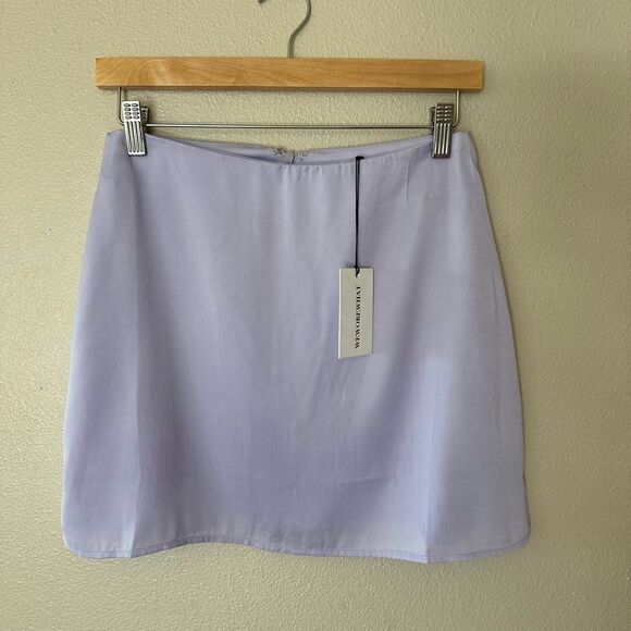 WeWoreWhat REVOLVE Mini Slip Skirt Satin Charmeuse Heather Purple Small NWT - Picture 2 of 7